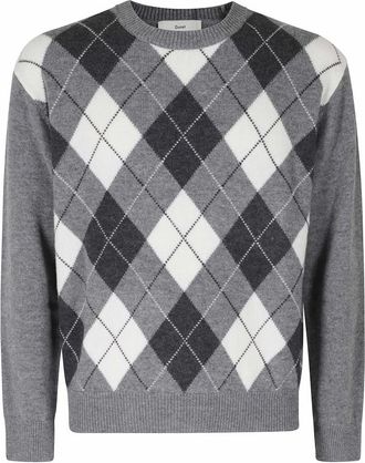 Dunst Jersey de cuello redondo con estampado de rombos - Knitwear - Hombre - Gris - L