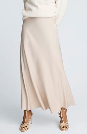 Kenneth Cole Flare Satin Maxi Skirt in Tanline at Nordstrom, Size Medium