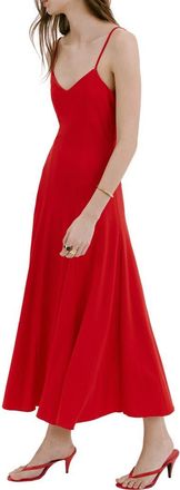 Mango Dot Sleeveless Maxi Dress in Red at Nordstrom, Size 10