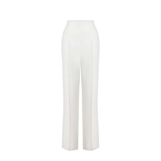 Alberta Ferretti Alberta Ferretti, Wide Trousers, female, White, Size: S Tailored Stretch Cady Suit Trousers