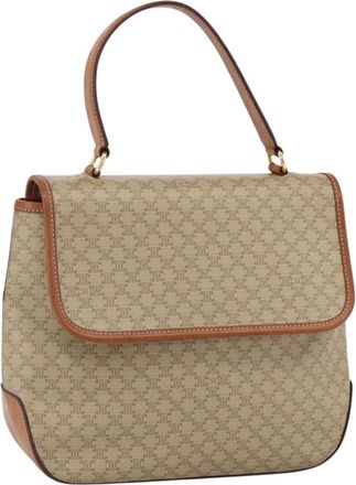 Celine Vintage Macadam Canvas And Leather Beige Canvas Handbag (Pre-Owned)