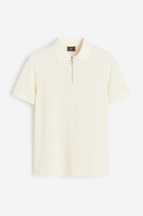 H&M Poloshirt mit Zipper in Regular Fit - White