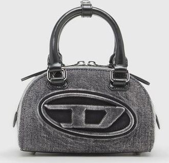 Diesel 1DR Dome-Small bowling bag in washed denim - Crossbody Bags - Woman - Grey
