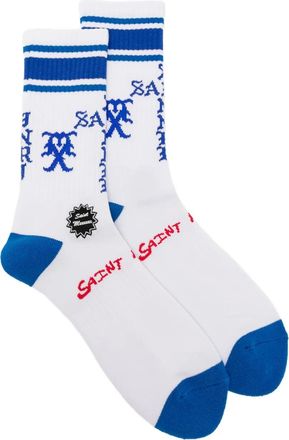 Saint Mxxxxxx Calzini a righe con ricamo - Bianco