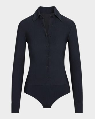 Commando Button-Front Oxford Bodysuit