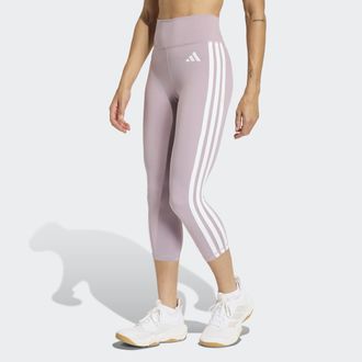 adidas Trainingstights ADIDAS PERFORMANCE OPTIME ESSENTIALS WORKOUT 3-STREIFEN 3/4 LEGGINGS, Damen, Gr. XXL, N-Gr, preloved fig, wei&szlig;, Obermaterial: 85% Poly