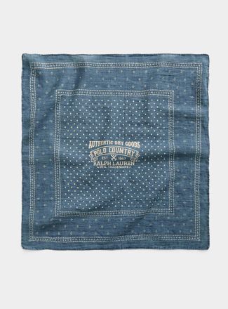 Polo Ralph Lauren Mens Denim-blue vintage logo tie scarf