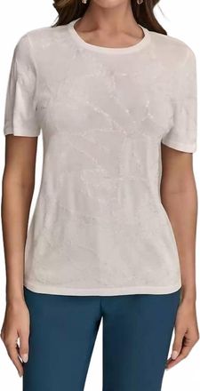 DKNY Short-Sleeve Sequin Detail Sweater In White