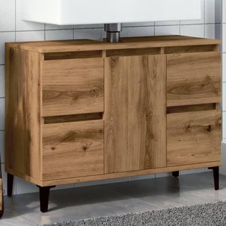 Berkfield Home Sink Cabinet Artisan Oak 80x33x60 cm Engineered Wood in Brown | Size: 80 x 33 x 60 cm