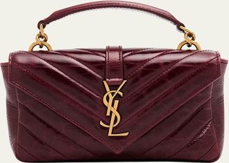Saint Laurent College Mini YSL Quilted Top Handle Bag