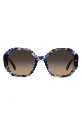 Kate Spade New York flynnie 54mm geometric sunglasses in Blue Havana/Grey Brown at Nordstrom