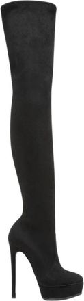 Casadei Flora Overknee-laarzen - Dames - Over de knie laarzen - Zwart - 37 EU - Polyester - Schoenen