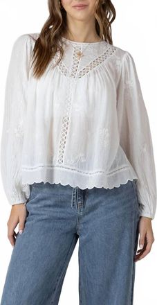 Dex Clothing Crochet Detail Embroidered Blouse In White
