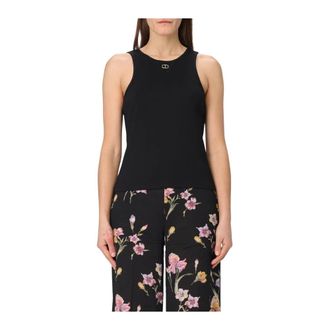 Twinset Sleeveless Tops, female, Black, Size: XS Ribbed Sleeveless Tank Top Elegant