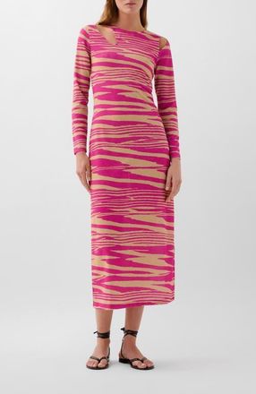 Scalpers Zebra Lurex Jersey Dress in Pink at Nordstrom, Size Medium Eu