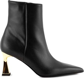 Sergio Levantesi 55mm pointed-toe gold-heel boots - women - Leather/Leather/Fabric - 38 - Black