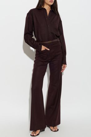 Victoria Beckham Wool Shirt With Pocket, Womens, Burgundy