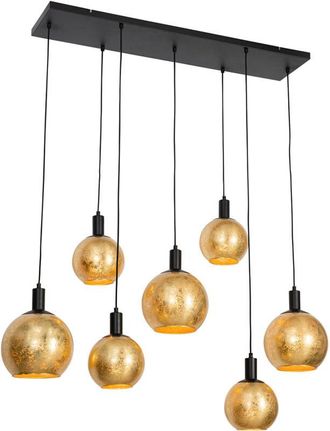 QAZQA Smart Pendant Lamp Black with Gold Glass 7-Lights Incl. 7 Wifi A60 - Bert