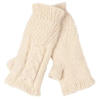 Nirvanna Designs Cable Handwarmers in White at Nordstrom