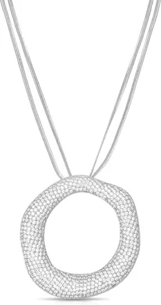 Ettika Womens Open Circle Pave Necklace In Clear Crystal / Silver