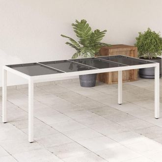 vidaXL Mesa De Jard&iacute;n Superficie De Vidrio Rat&aacute;n Pe Blanco 190x90x75cm Vidaxl