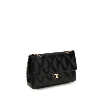Tory Burch Bunny Knot Lambskin Leather Shoulder Bag - Black