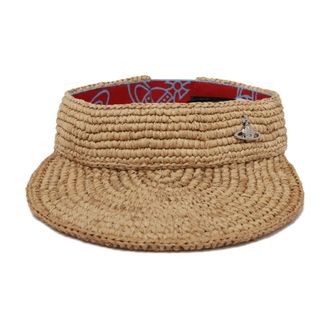 Vivienne Westwood Hats, unisex, Beige, Size: ONE SIZE Straw Visor with Orb Detail