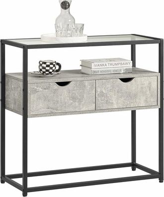 SoBuy Console Table Hall Table Sofa Table Side Table with Glass Top and 2 Drawers,FSB54-HG - Sobuy
