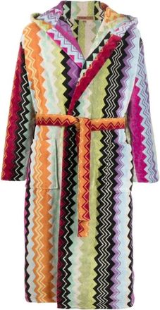 Missoni Home Klassieke Badjas met Capuchon - Dames - Badjassen - Veelkleurig - L - Katoen - Nachtkleding