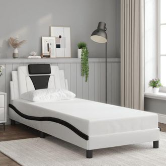 vidaXL Vidaxl - Cama Con Cabecero Cuero Sint&eacute;tico Blanco Y Negro 80x200 Cm