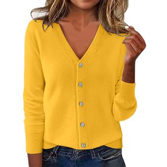 Generic Cardigans for Women Long Sleeve Open Front Lightweight Knit Sweaters Button Down V Neck Ribbed Cardigan Ladies Winter Soft Comfy Jumper Outerwear Plus