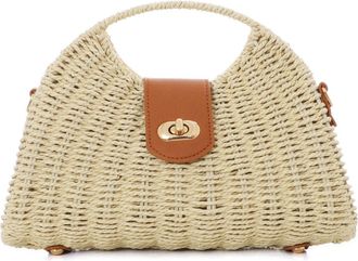Adornia White Straw Picnic Basket Clutch