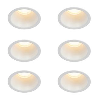 QAZQA Moderno Set De 6 Focos Empotrables Blancos Gu10 35 Mm Ip44 - Dept Aluminio Redonda Adecuado Para Led Max. 6 X 50 Watt - Qazqa