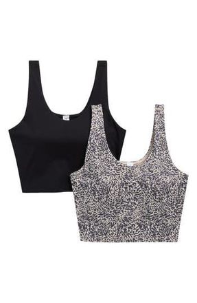Yogalicious Lux Everyday Cloud Support Tank Set in Nomad Leopard/Black at Nordstrom Rack, Size Medium