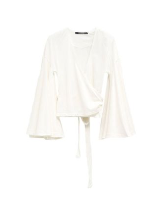 Jacquemus Jacquemus Womens V-Neck Long Sleeves La Cache Coeur Ventadou Top