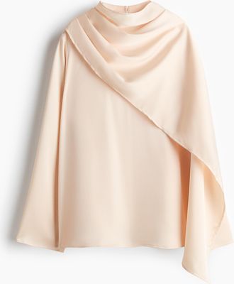H&M Satinbluse mit Schaldetail - Beige