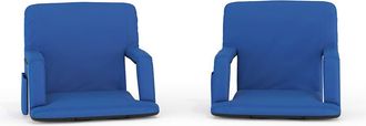 Flash Furniture Set of 2 Blue Portable Lightweight Stadium Chairs with Armrests