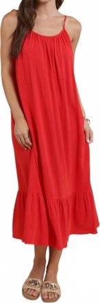 Sadie & Sage Sugarloaf Tie Strap Flowy Midi Dress In Red