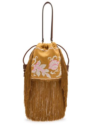 Etro Kalispera Small Embroidered Linen Shoulder bag - Camel - One Size