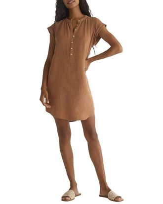 Bella Dahl Cap Sleeve Linen Henley Dress