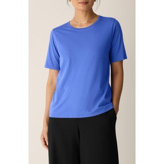 Eileen Fisher Crewneck Organic Cotton T-Shirt in Blue Star at Nordstrom, Size Medium P