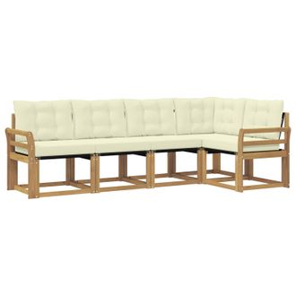 vidaXL Conjunto De Sof&aacute;s De Exterior Con Coj&iacute;n 5 Pcs Blanco Y Crema Vidaxl