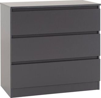 Seconique Malvern 3 Drawer Chest - L40 x W80 x H77 cm - Grey