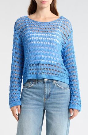 PacSun Willa Cotton Blend Open Stitch Sweater in Blue at Nordstrom, Size Xx-Small