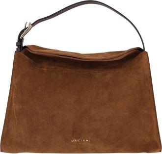 Orciani Trinity M Peach + Gold Suede Shoulder Bag