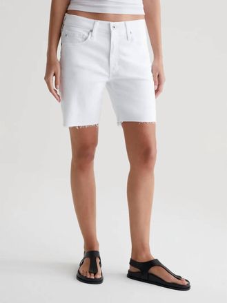 AG - Adriano Goldschmied Womens Boyfriend Mid Rise Bermuda Short In White