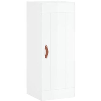 vidaXL Armario De Pared Madera Ingenier&iacute;a Blanco Brillo 34,5x34x90 Cm Vidaxl