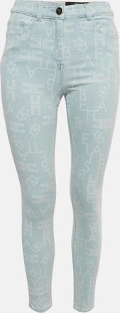Elisabetta Franchi Blue Monogram Denim Skinny Jeans S Waist