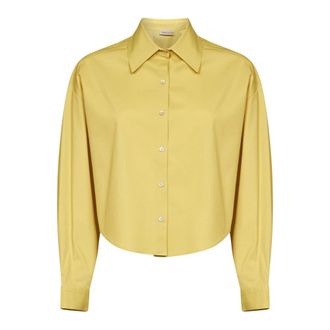 Blanca Vita Shirts, female, Yellow, Size: XS Cropped Button Shirt