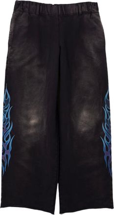 Bows & Arrows Gerafelde broek met vlammenprint - Zwart